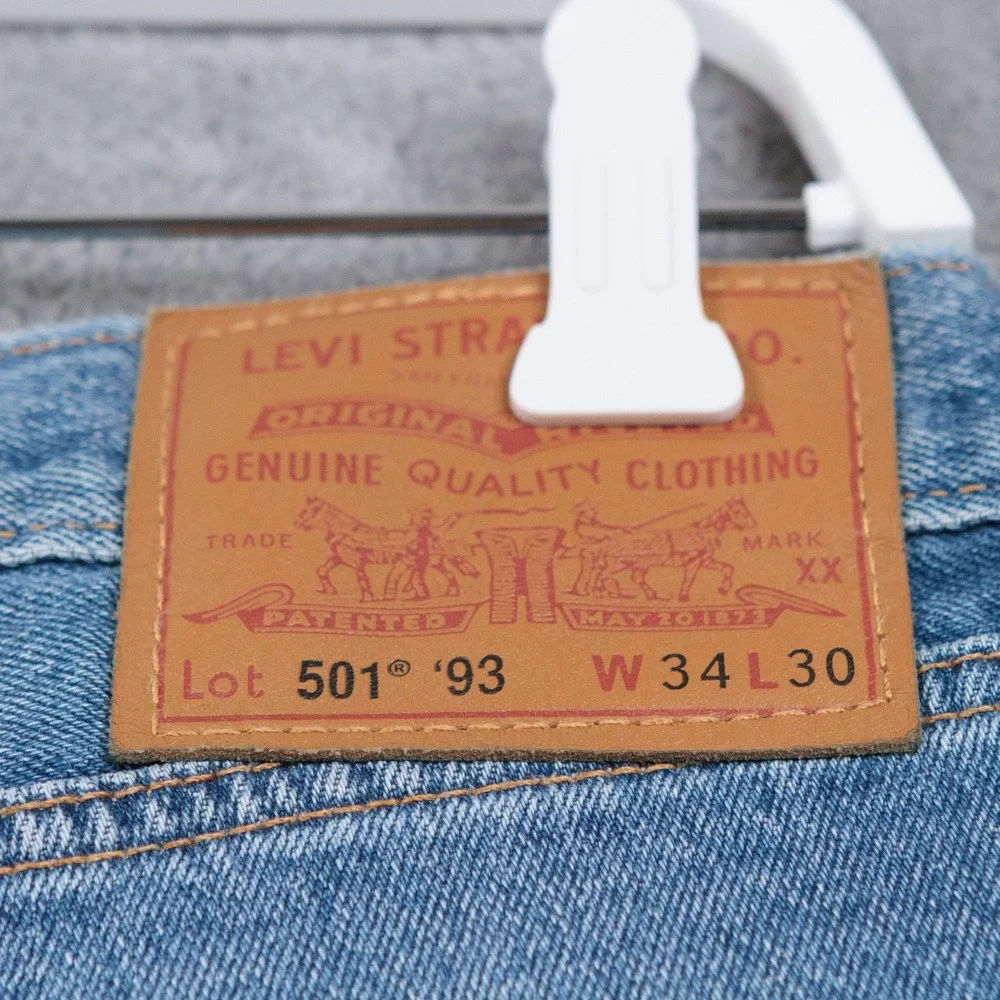 LEVIS 501 93 Premium Straight Leg Button Fly Denim Jeans Blue Sz 34x29